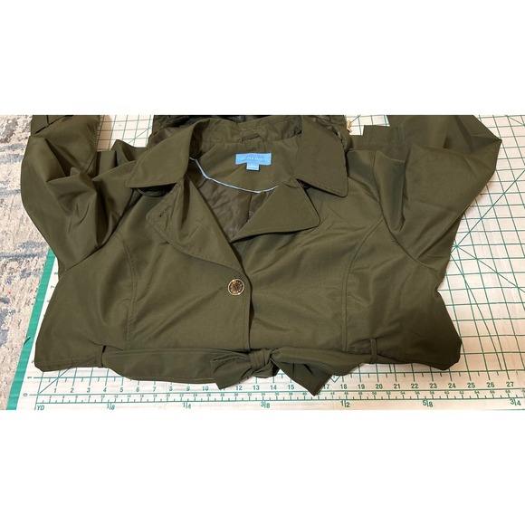 Draper James Size XXL Green Belted Trench Coat Detachable Hood DJRB24727-KO - Picture 5 of 13